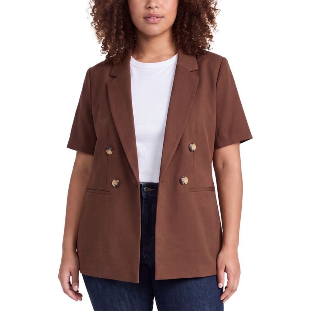 Anne Klein Womens Plus Jacket, Brown